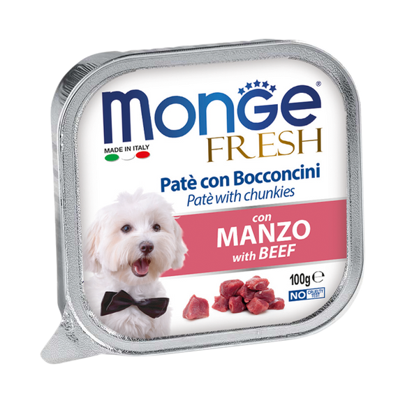 [1ctn=32pcs] Monge Fresh Pate & Chunkies Beef Dog Food (100g)