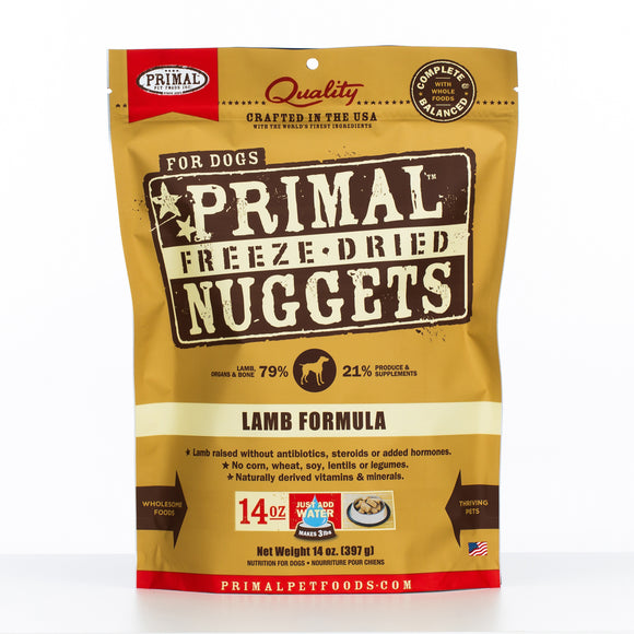 Primal Freeze-Dried Canine Lamb Nuggets for Dogs (14oz)
