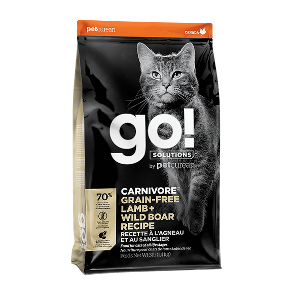 [GO-529] Petcurean Go! Carnivore Grain Free Lamb + Wild Boar Recipes Dry Food for Cats (3lb)