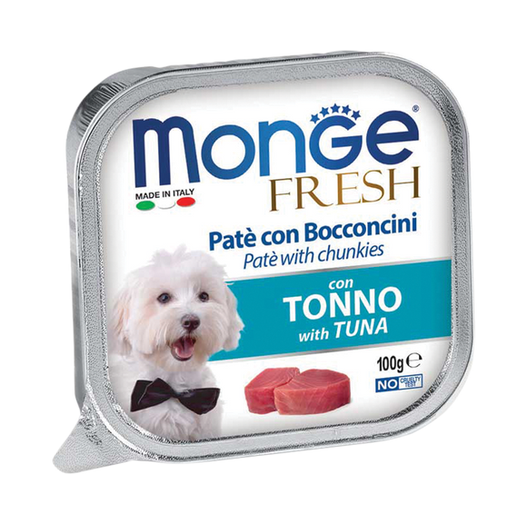 [1ctn=32pcs] Monge Fresh Pate & Chunkies with Tuna Dog Food (100g)