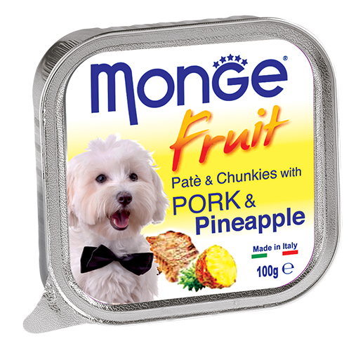 [1ctn=32pcs] Monge Pate & Chunkies with Pork & Pineapple Dog Food (100g)