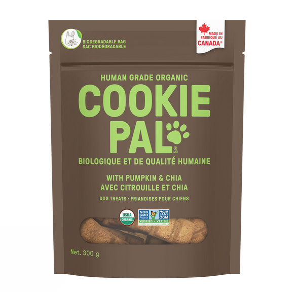 COOKIEPAL Original Human Grade Organic Pumpkin & Chia Recipe Treats for Dogs 300g
