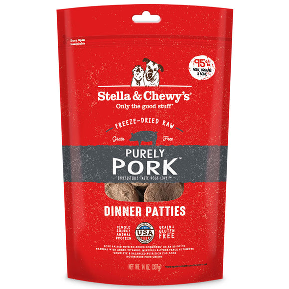 Stella & Chewy’s Purely Pork Freeze-Dried Raw Dinner Patties (14oz)