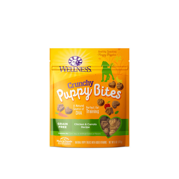 Wellness Grain Free Puppy Bites Crunchy Chicken & Carrots Recipes Treats for Dogs (6oz)
