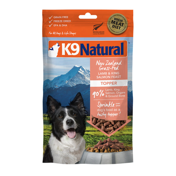 K9 Natural Freeze-Dried Grass-Fed Lamb & King Salmon Feast Topper for Dogs (100g)