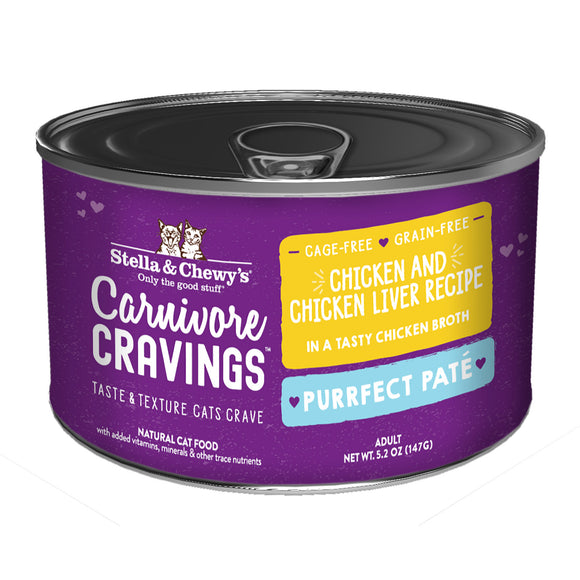 Stella & Chewy's Carnivore Cravings-Purrfect Pate Chicken & Chicken Liver Pate Recipe in Broth for Cats (5.2oz)