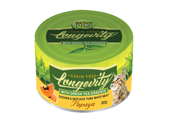 NurturePro Longevity Chicken & Skipjack Tuna Meat with Papaya Canned Food for Cats (80g)