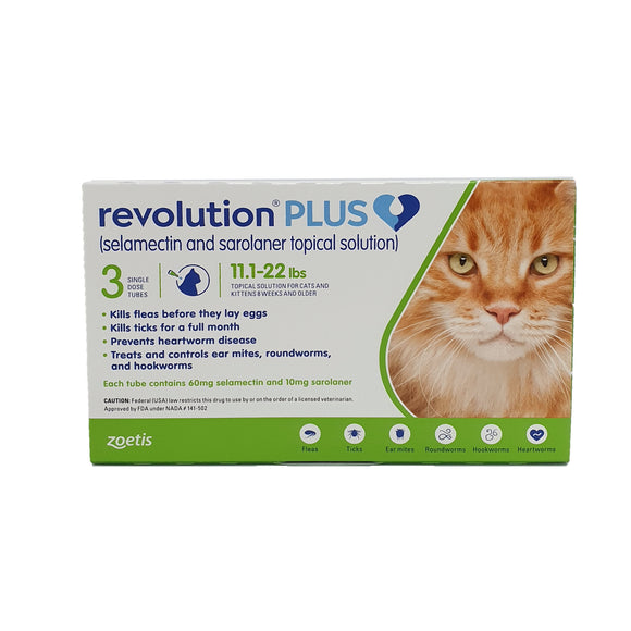 Revolution Plus Green for Cats (60mg) 11.1-22lbs (3’s)