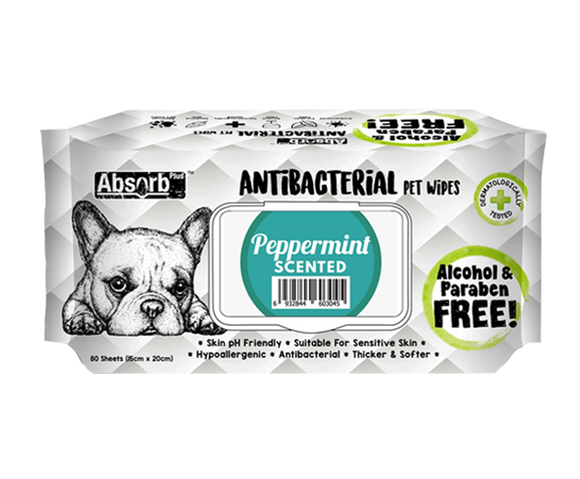 Absorb Plus Antibacterial Pet Wipes (Peppermint) 80pcs