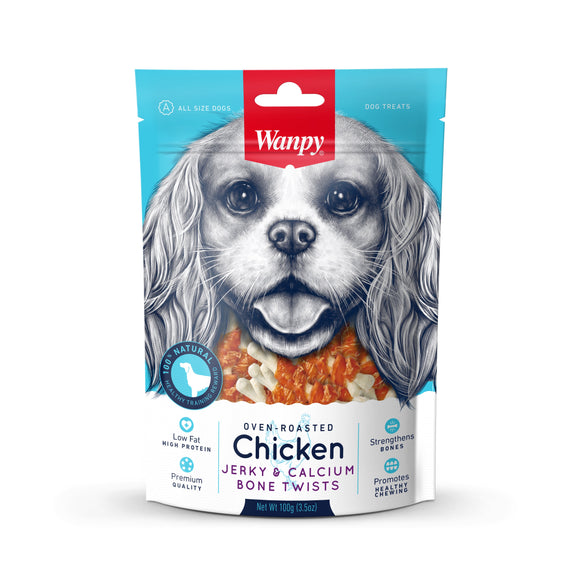 [WP-353] Wanpy Jerky & Calcium Bone Twists Dog Treats (100g)