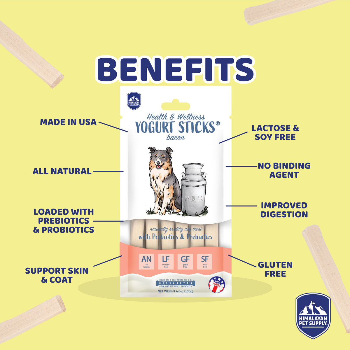 Himalayan Pet Supply Lactose Free Yogurt Sticks with Probiotics & Preb
