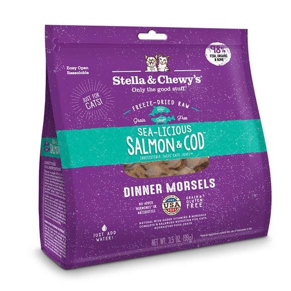Stella & Chewy’s Sea-Licious Salmon & Cod Freeze-Dried Raw Dinner Morsels for Cats (2 sizes)