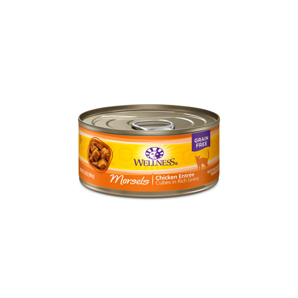 Wellness Grain Free Chicken Entree Cubes in Rich Gravy Morsels Canned Food for Cats (5.5oz)