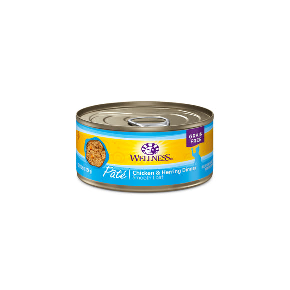 Wellness Complete Health Grain Free Chicken & Herring Dinner Pate Canned Food for Cats (5.5oz)