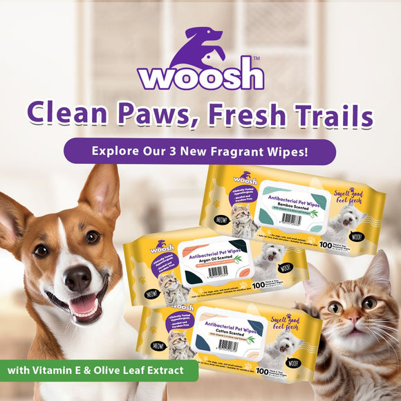 [1carton=6packs] Woosh Antibacterial Pet Wipes (100pcs)