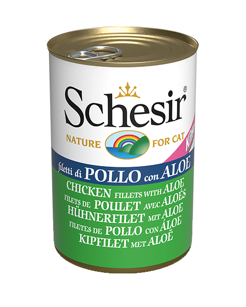 Schesir Can in Jelly/Water (Kitten Chicken Fillets with Aloe) for Cats (140g)