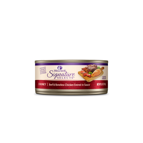 Wellness Core Signature Select Grain Free Chunky Beef & Boneless Chicken Entree in Sauce Wet Food for Cats (2 sizes)