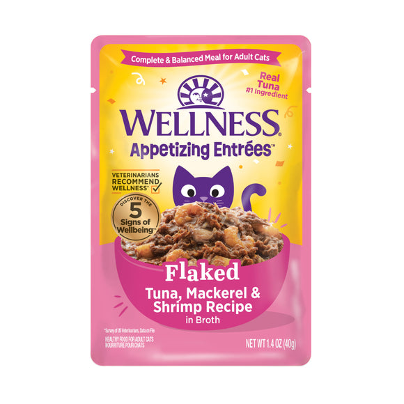 Wellness Appetizing Entrees Flaked Tuna, Mackerel & Shrimp Wet Cat Food (1.4oz)