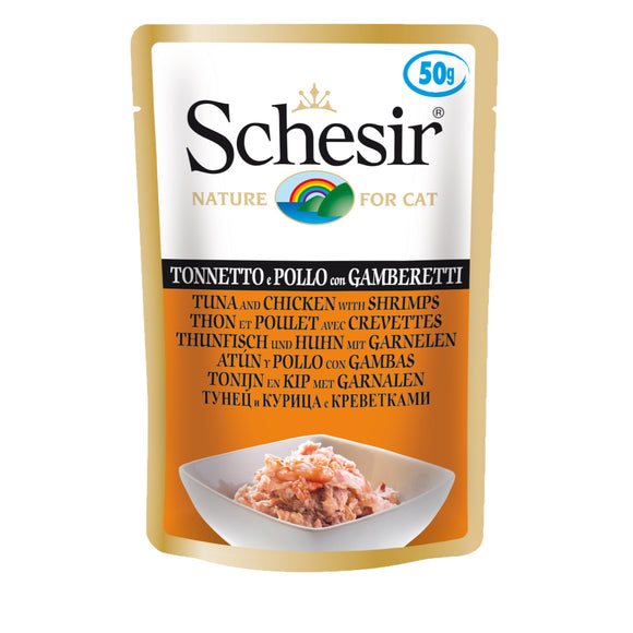 Schesir Pouches (Tuna with Chicken & Shrimps) for Cats (50g)