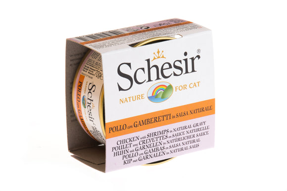 Schesir Can in Natural Gravy (Chicken with Shrimps) for Cats (70g)