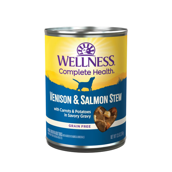 Wellness Grain Free Venison & Salmon Stew with Carrots & Potatoes in Savory Gravy Canned Food for Dogs (12.5oz)