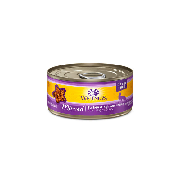 Wellness Complete Heath Grain Free Minced Turkey & Salmon Entree Bits in Light Gravy Canned Food for Cats (5.5oz)