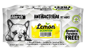 Absorb Plus Antibacterial Pet Wipes (Lemon) 80pcs