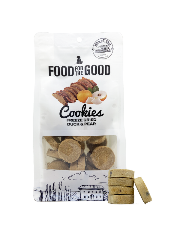 Food For The Good Duck & Pear Cookies Freeze-Dried Treats for Dogs & Cats (70g)