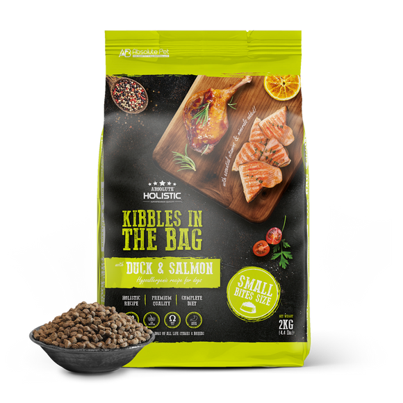 Absolute Holistic Kibbles In The Bag Hypoallergenic Recipe Small Bites Dog Dry Food - Duck & Salmon (2 sizes)