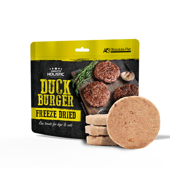 Absolute Holistic Freeze Dried Raw Treats for Cats & Dogs - Duck Burger (80g)