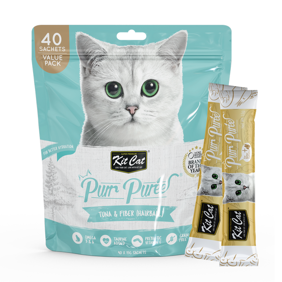 Kit Cat Purr Purée Value Pack (Tuna & Fiber) (Hairball) 15g x 40sachets
