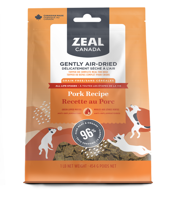 Zeal Canada Gently Air-Dried Pork Recipe Dry Dog Food [Wt : 1lb/454 g]