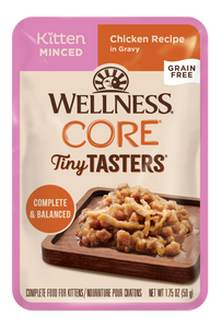 Wellness Core Grain Free Tiny Tasters Minced Kitten Chicken Recipes in Gravy for Cats (1.75oz)