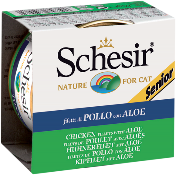 Schesir Can in Jelly (Senior Chicken Fillets with Aloe) for Cats (85g)