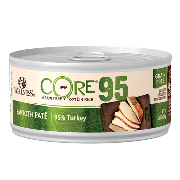 Wellness Core Grain Free 95% Turkey Smooth Pate Wet Food for Cats (5.5oz)
