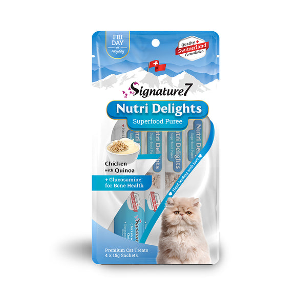 Signature 7 Friday Nutri Delights Superfood Puree - Chicken with Quinoa for Bone Health for Cats -  15g x 4pc