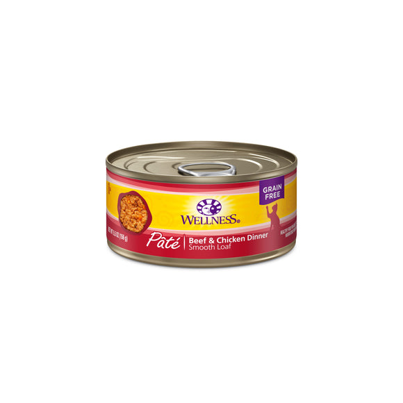 Wellness Complete Health Grain Free Beef & Chicken Dinner Pate Canned Food for Cats (5.5oz)