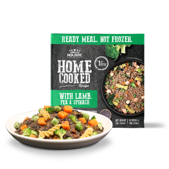 Absolute Holistic Home Cooked Style Recipe Gently Cooked Dog Food (2kg) - Lamb, Peas & Spinach