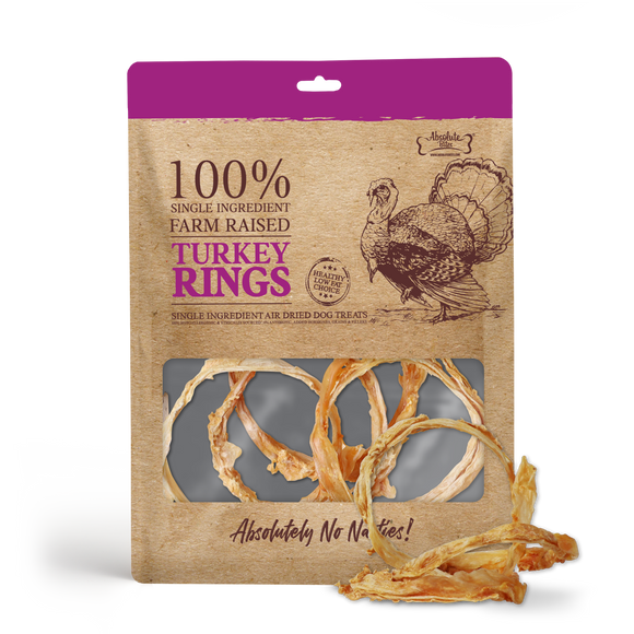 Absolute Bites Single Ingredient Air Dried Treats for Dogs - Farm Raised Turkey Rings (35g)