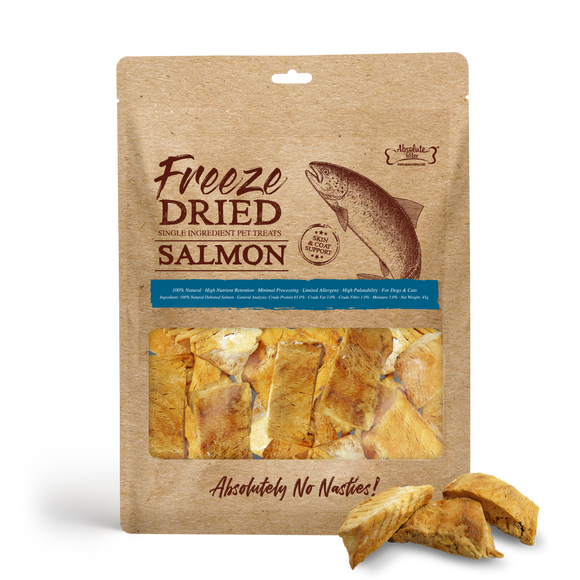 Absolute Bites Freeze Dried Treats (Salmon) for Dogs & Cats (45g)