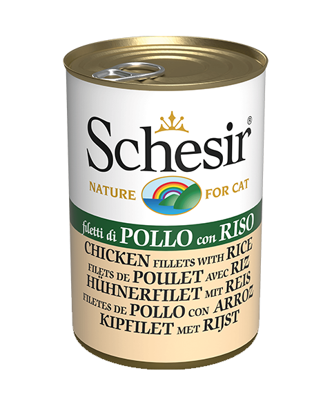 Schesir Can in Jelly/Water (Chicken Fillets with Rice) for Cats (140g)