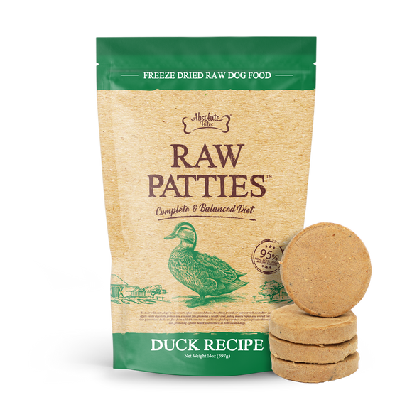 Absolute Bites Freeze Dried Raw Patties Dog Food - Duck Recipe (14oz)