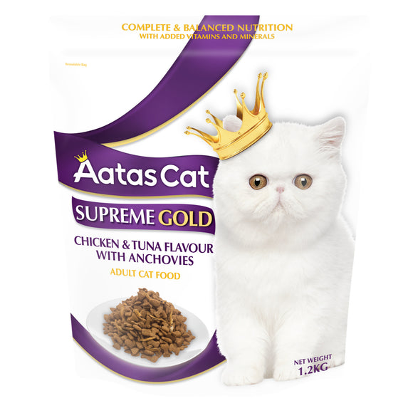 Aatas Cat Supreme Gold Chicken & Tuna w Anchovies Dry Food for Cats (1.2kg)
