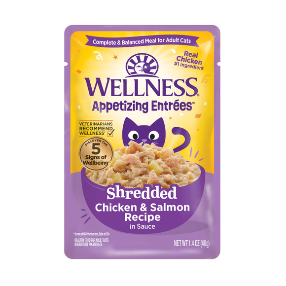 Wellness Appetizing Entrees Shredded Chicken & Salmon Recipe Wet Cat Food (1.4oz)