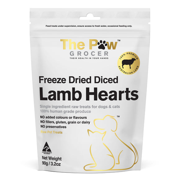 The Paw Grocer - Freeze Dried Diced Lamb Hearts Cat & Dog Treats [Wt : 90g]