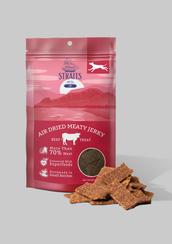 Straits Pets Air Dried Meaty Jerky (Beef) For Dogs (100g)