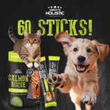 Absolute Holistic Liquid Treats for Cats & Dogs - Salmon Bisque Original (Tub) | (15g x 60 Sticks)