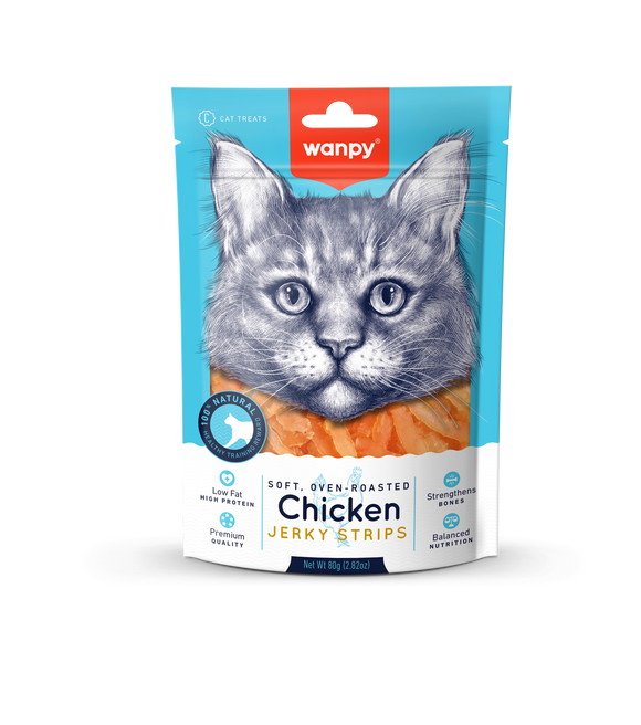 ￼[Wan0033] Wanpy Soft Oven-Roasted Chicken Jerky Strips Cat (80g)