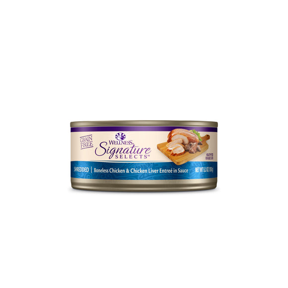 Wellness Core Signature Select Grain Free Shredded Chicken & Chicken Liver Entree in Sauce Wet Food for Cats (2 sizes)