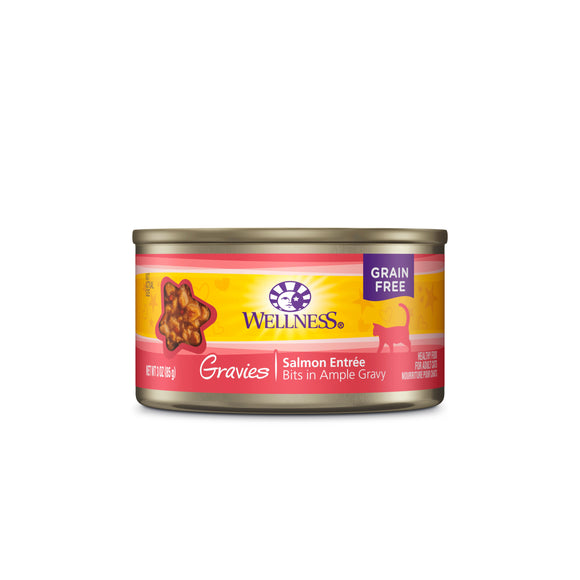 Wellness Complete Heath Grain Free Gravies Salmon Entree Bits in Ample Gravy Canned Food for Cats (3oz)